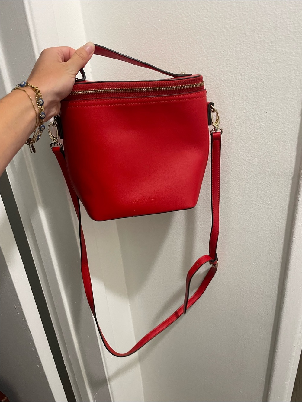 Urban Originals Red Leather Bucket Crossbody Bag - Women